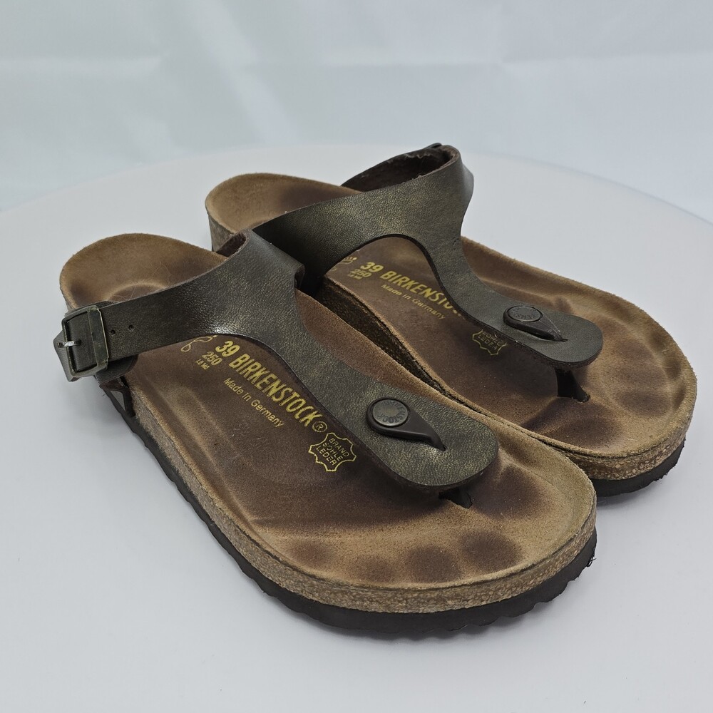 BIRKENSTOCK GIZEH WOMEN 8/39 WIDE BIRKO-FLOR THONG SANDALS BRONZE METALLIC